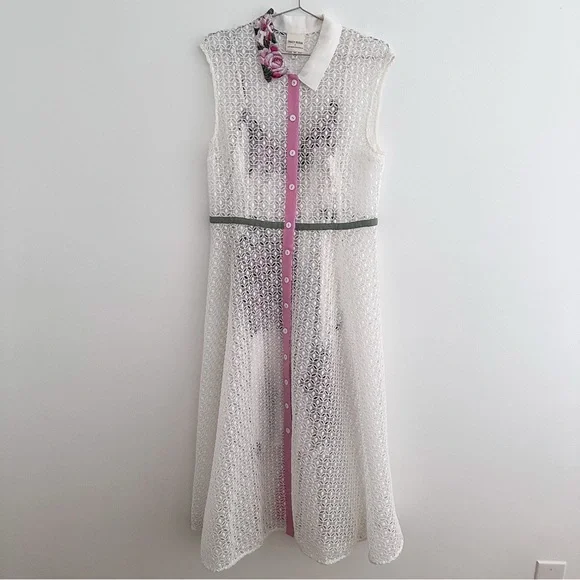 Anthropologie X Tracy Reece 2- Piece Cherry Blossom Midi Shirtdress - Picture 13 of 14